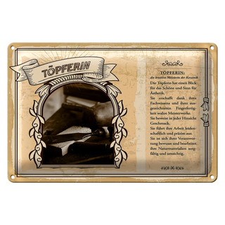 Blechschild Berufe Töpferin kreative Meisterin 30x20cm