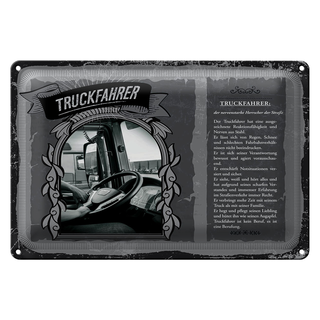 Blechschild Berufe Truckfahrer Nerven aus Stahl  30x20cm