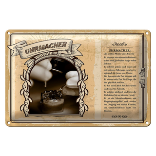 Blechschild Berufe Uhrmacher Meister zeitlos 30x20cm