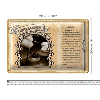 Blechschild Berufe Uhrmacher Meister zeitlos 30x20cm