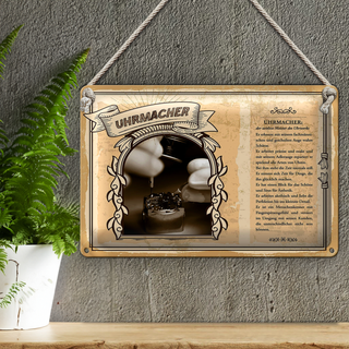 Blechschild Berufe Uhrmacher Meister zeitlos 30x20cm