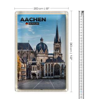 Blechschild Städte Aachen Deutschland Dom Architektur 20x30cm