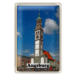 Blechschild Städte Augsburg Deutschland Perlachturm 20x30cm