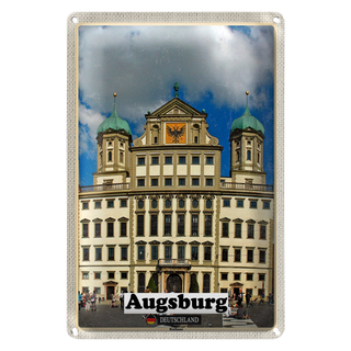 Blechschild Städte Augsburg Rathaus Architektur 20x30cm