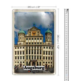 Blechschild Städte Augsburg Rathaus Architektur 20x30cm