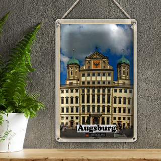 Blechschild Städte Augsburg Rathaus Architektur 20x30cm