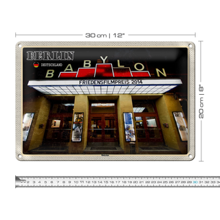 Blechschild Städte Berlin Deutschland Babylon Kino 30x20cm