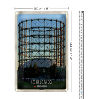Blechschild Städte Berlin Deutschland Gasometer 20x30cm