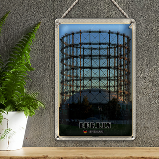 Blechschild Städte Berlin Deutschland Gasometer 20x30cm