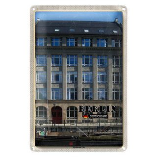 Blechschild Städte Berlin Märkisches Ufer Boot 20x30cm