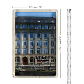 Blechschild Städte Berlin Märkisches Ufer Boot 20x30cm