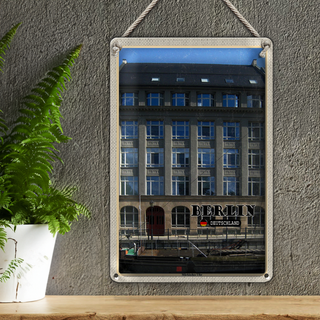 Blechschild Städte Berlin Märkisches Ufer Boot 20x30cm