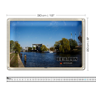 Blechschild Städte Berlin Deutschland Monabit Fluss 30x20cm