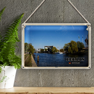 Blechschild Städte Berlin Deutschland Monabit Fluss 30x20cm