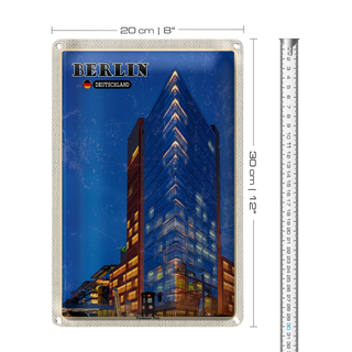 Blechschild Städte Berlin Potsdamer Gebäude Abend 20x30cm
