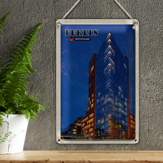 Blechschild Städte Berlin Potsdamer Gebäude Abend 20x30cm
