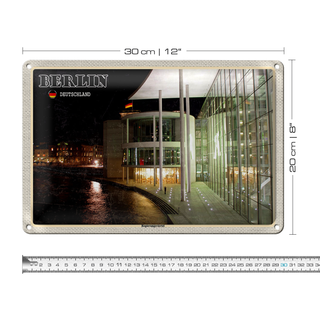 Blechschild Städte Berlin Regierungsviertel Abend 30x20cm