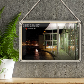 Blechschild Städte Berlin Regierungsviertel Abend 30x20cm