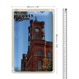 Blechschild Städte Berlin rotes Rathaus Hauptstadt 20x30cm