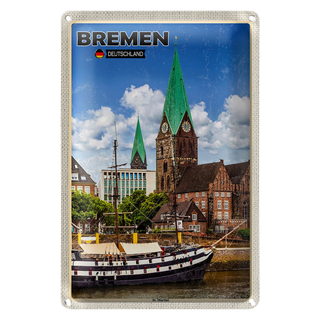 Blechschild Städte Bremen Deutschland St. Martini 20x30cm