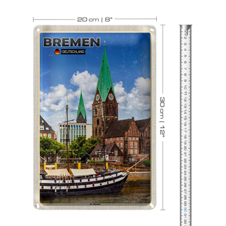 Blechschild Städte Bremen Deutschland St. Martini 20x30cm