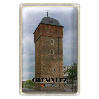 Blechschild Städte Chemnitz Deutschland Roter Turm 20x30cm