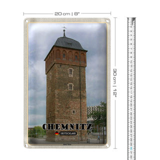 Blechschild Städte Chemnitz Deutschland Roter Turm 20x30cm