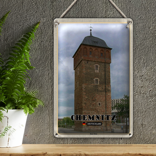 Blechschild Städte Chemnitz Deutschland Roter Turm 20x30cm