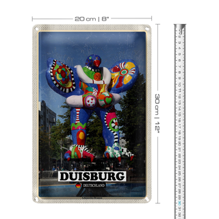 Blechschild Städte Duisburg Lebensretter-Brunnen 20x30cm