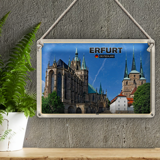 Blechschild Städte Erfurt Deutschland Dom Altstadt 30x20cm