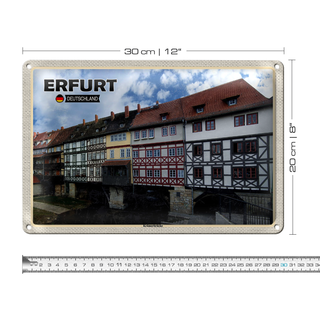 Blechschild Städte Erfurt Deutschland Krämerbrücke 30x20cm