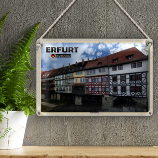Blechschild Städte Erfurt Deutschland Krämerbrücke 30x20cm