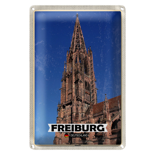 Blechschild Städte Freiburg Deutschland Münster Trip 20x30cm