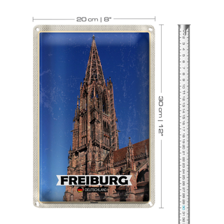 Blechschild Städte Freiburg Deutschland Münster Trip 20x30cm