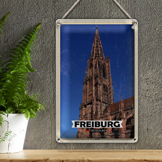 Blechschild Städte Freiburg Deutschland Münster Trip 20x30cm