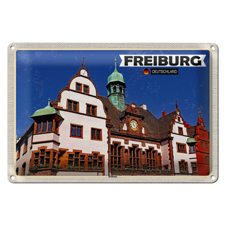 Blechschild Städte Freiburg Rathaus Architektur 30x20cm