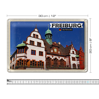 Blechschild Städte Freiburg Rathaus Architektur 30x20cm