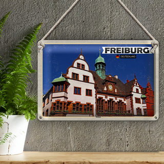 Blechschild Städte Freiburg Rathaus Architektur 30x20cm