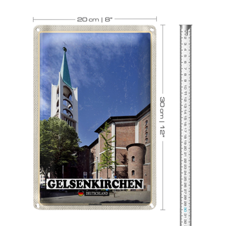 Blechschild Städte Gelsenkirchen Alstadtkirche 20x30cm