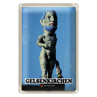 Blechschild Städte Gelsenkirchen Herkules Skulptur 20x30cm