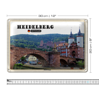 Blechschild Städte Heidelberg Altstadt Torbogen 30x20cm
