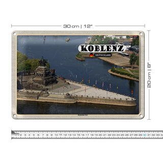 Blechschild Städte Koblenz Deutsches Eck Kurztrip 30x20cm