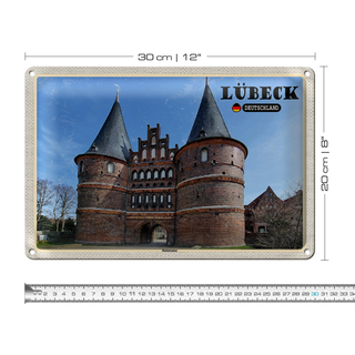 Blechschild Städte Lübeck Deutschland Holstentor 30x20cm