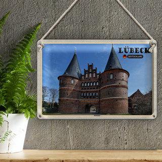Blechschild Städte Lübeck Deutschland Holstentor 30x20cm