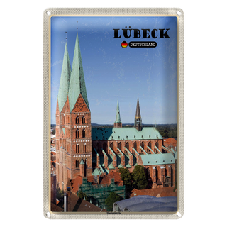 Blechschild Städte Lübeck Deutschland Marienkirche 20x30cm