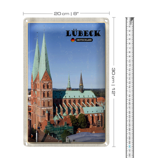 Blechschild Städte Lübeck Deutschland Marienkirche 20x30cm