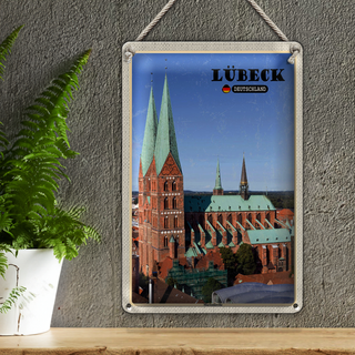 Blechschild Städte Lübeck Deutschland Marienkirche 20x30cm