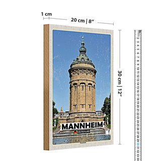 Holzschild Städte Mannheim Wassertrum Altstadt 20x30cm