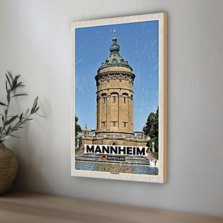 Holzschild Städte Mannheim Wassertrum Altstadt 20x30cm