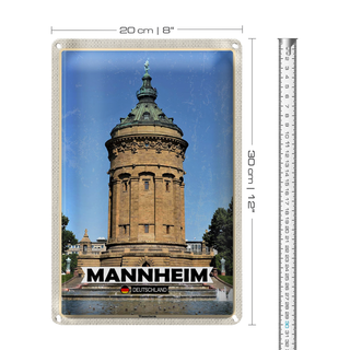 Blechschild Städte Mannheim Wassertrum Altstadt 20x30cm
